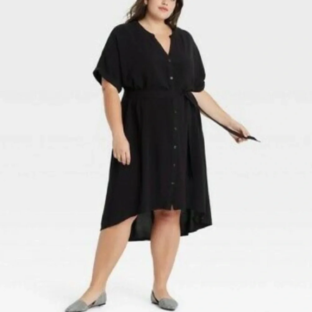 𝅺(3X-)- Ava & Viv Women' Plus Size Short Sleeve Shirtdress